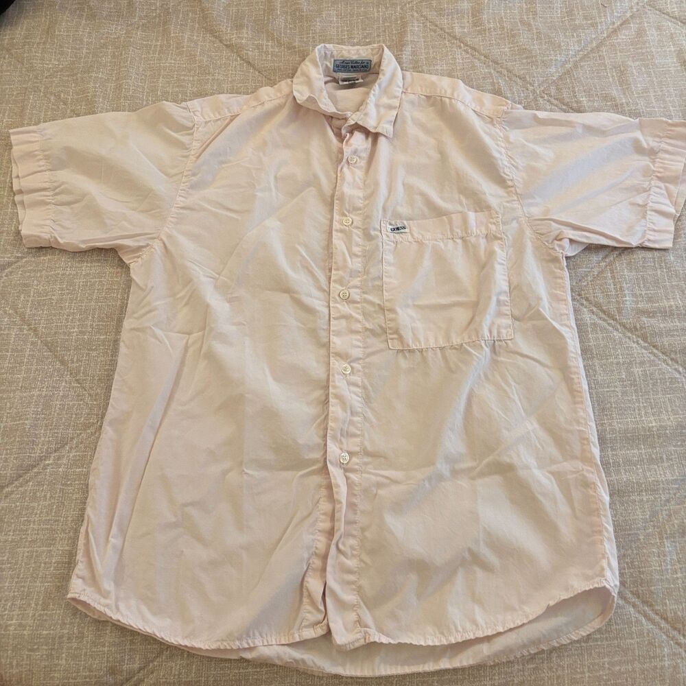 Vintage Georges Marciano Guess Pale Pink Cotton Short Sleeve Button Up Shirt